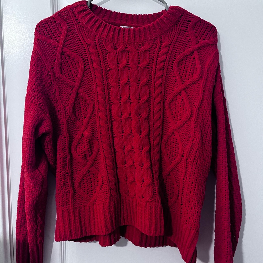 Cozy Red Cable Knit Sweater